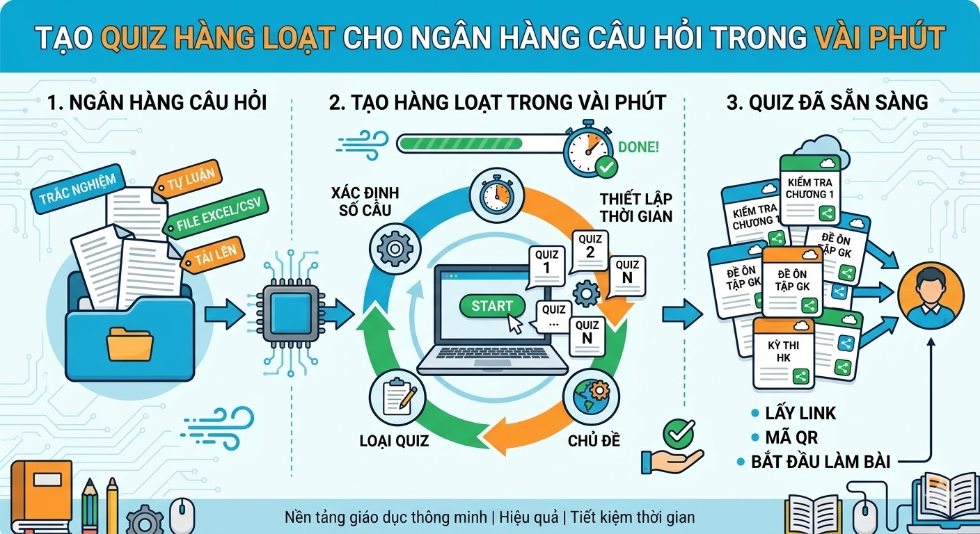 Tạo Quiz Hàng Loạt Bằng AI – Giải Pháp Tiết Kiệm Thời Gian