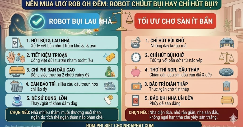 Nên mua robot hút bụi lau nhà hay chỉ hút bụi
