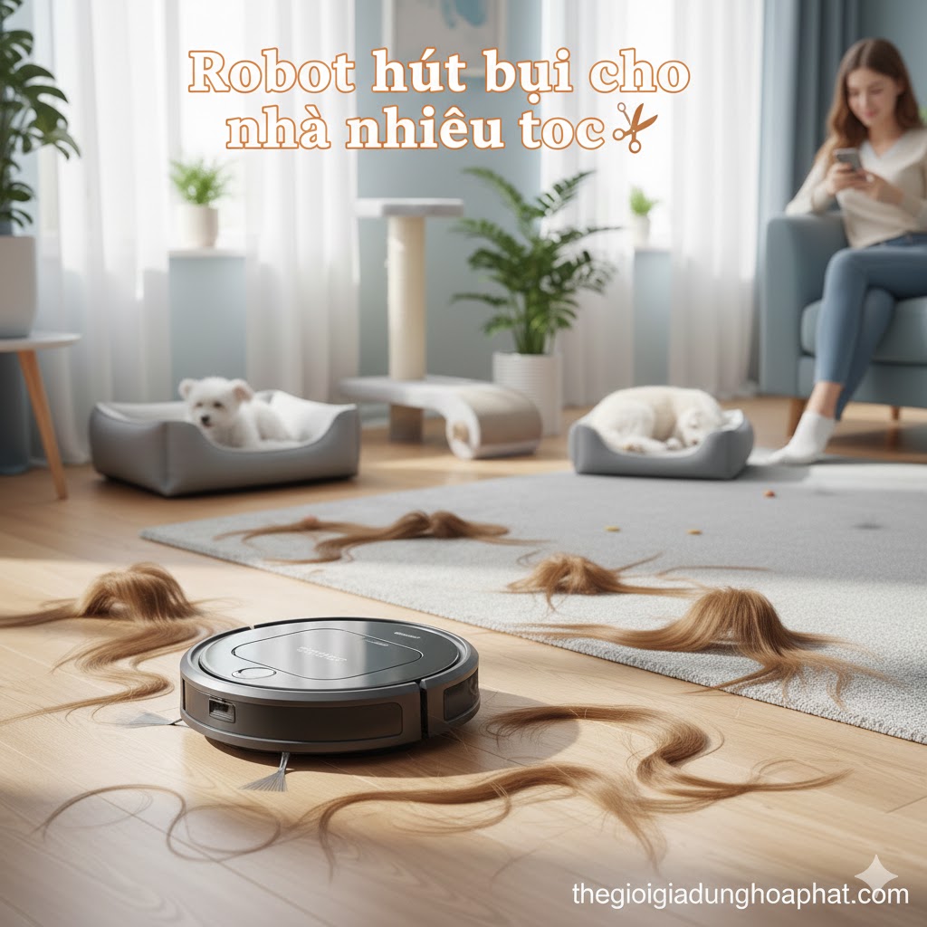 Robot hút bụi cho nhà nhiều tóc