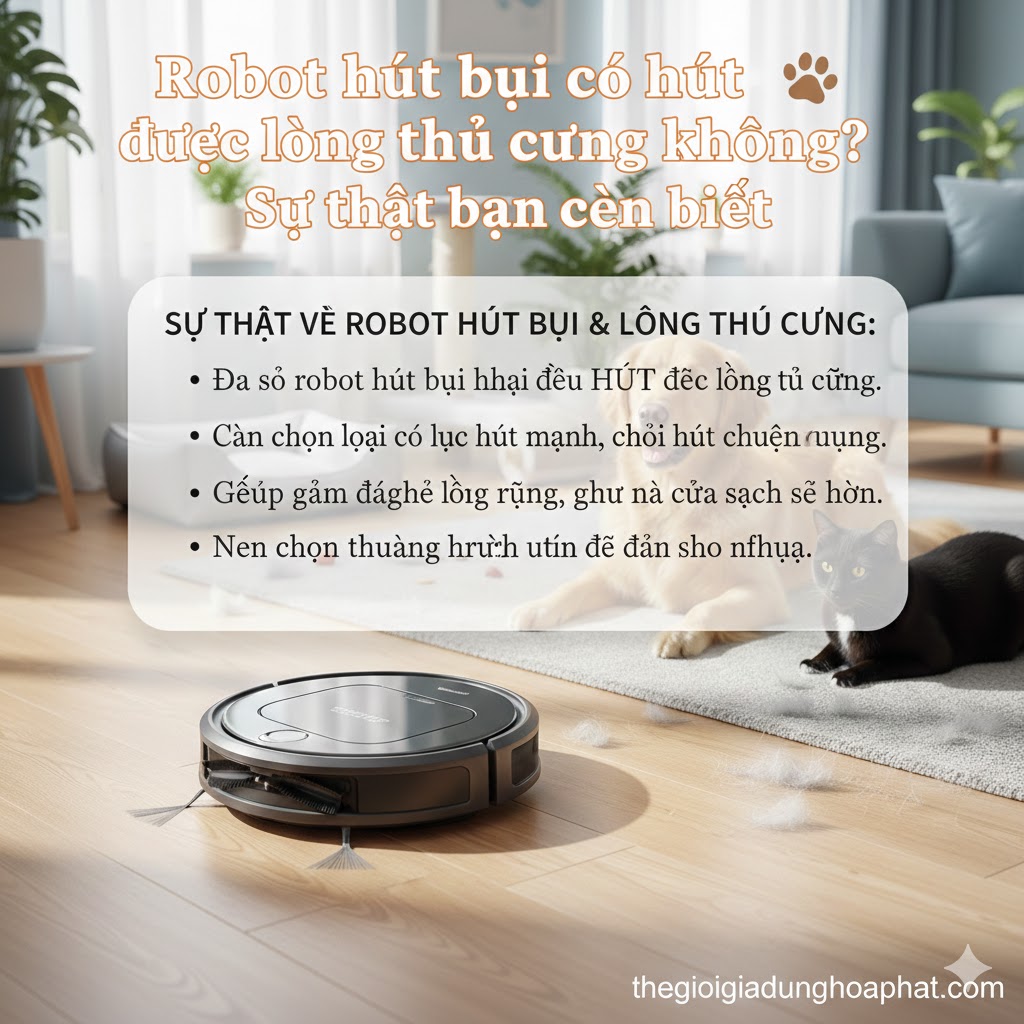 Robot hút bụi có hút được lông thú cưng không? Sự thật bạn cần biết