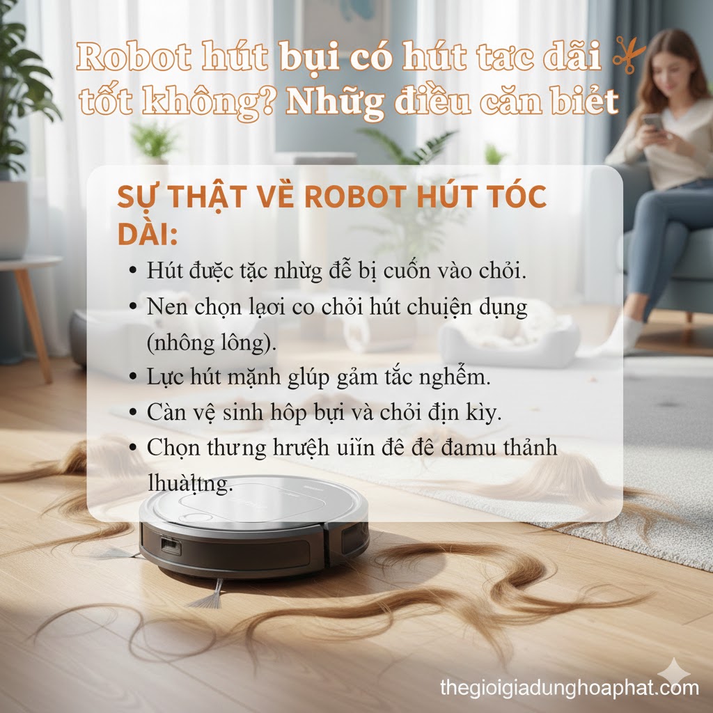 Robot hút bụi có hút tóc dài tốt không? Những điều cần biết