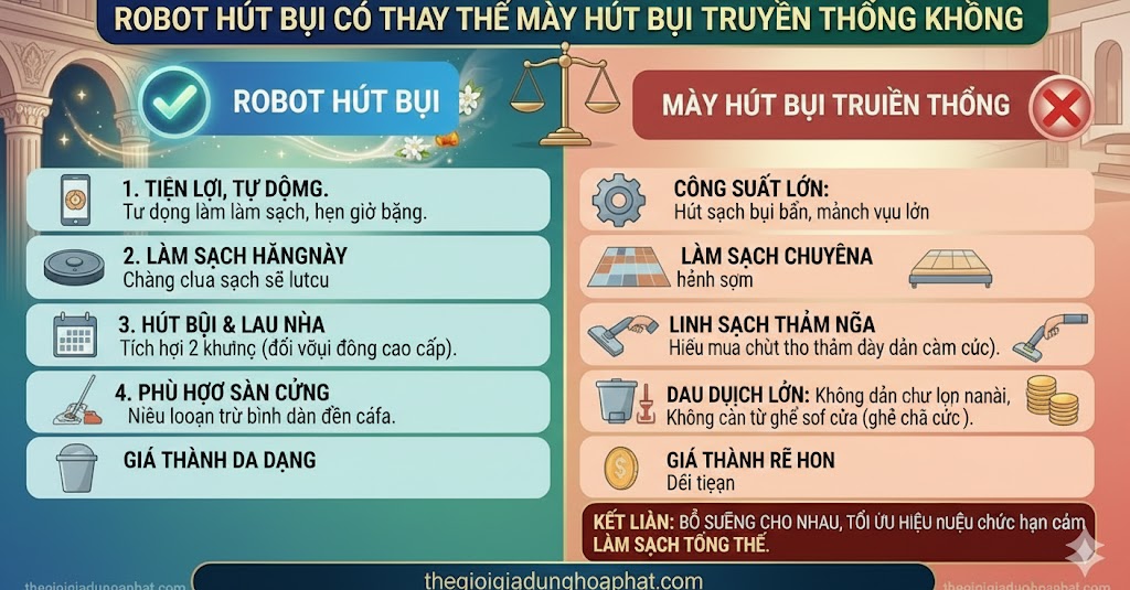 Robot hút bụi có thay thế máy hút bụi truyền thống không?