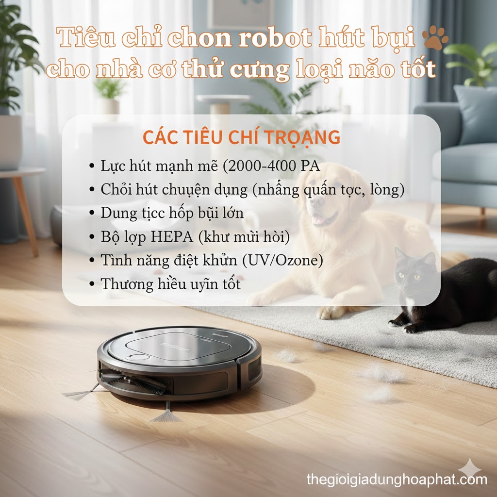 Tiêu chí chọn robot hút bụi cho nhà có thú cưng loại nào tốt