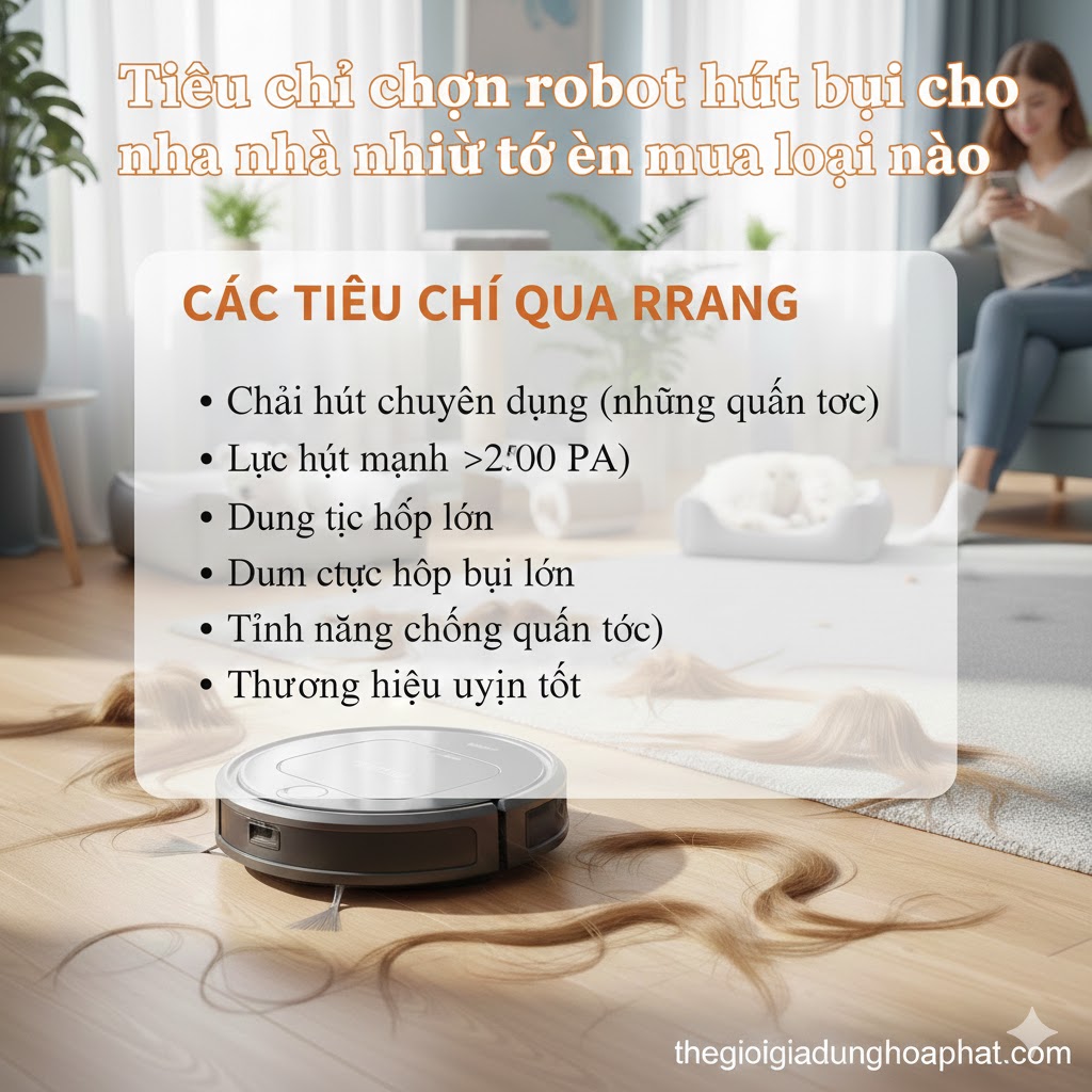 Tiêu chí chọn robot hút bụi cho nhà nhiều tóc nên mua loại nào