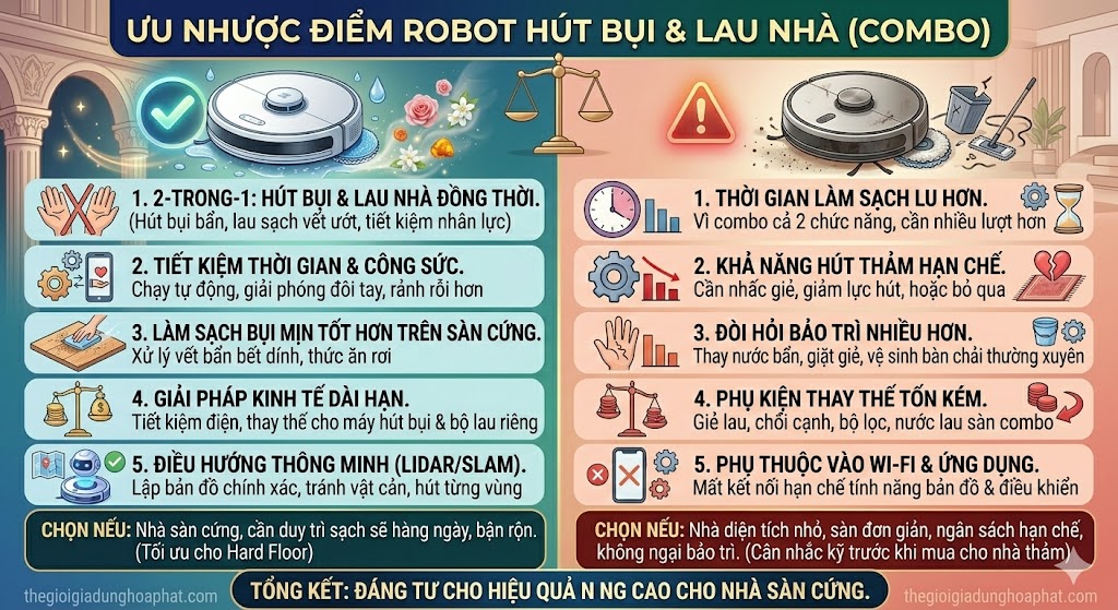 Ưu nhược điểm robot hút bụi lau nhà