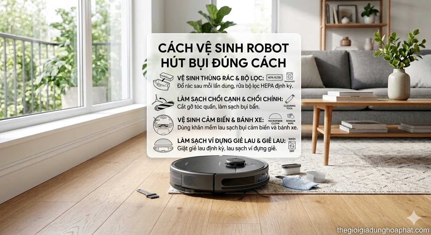 Cách vệ sinh robot hút bụi đúng cách