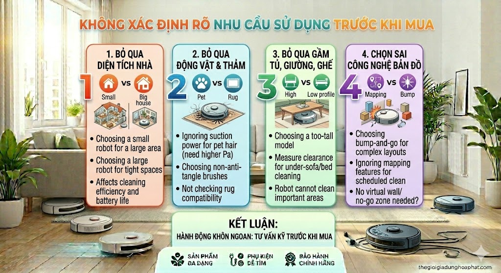 Không xác định rõ nhu cầu sử dụng trước khi mua