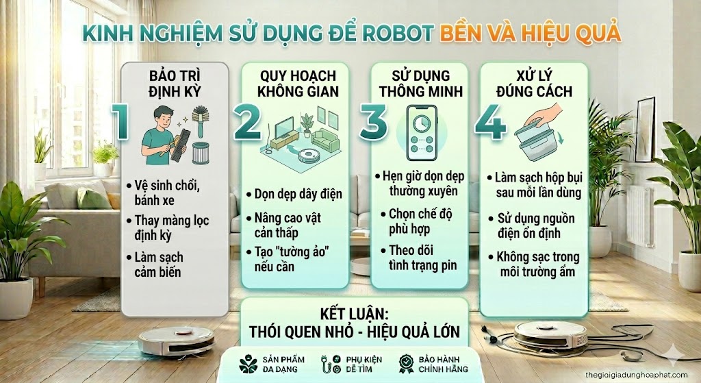 Kinh nghiệm sử dụng để robot bền và hiệu quả