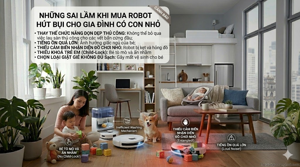 Những sai lầm khi mua robot hút bụi cho gia đình có con nhỏ