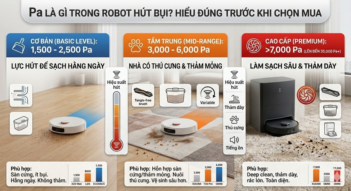 Pa là gì trong robot hút bụi? Hiểu đúng trước khi chọn mua