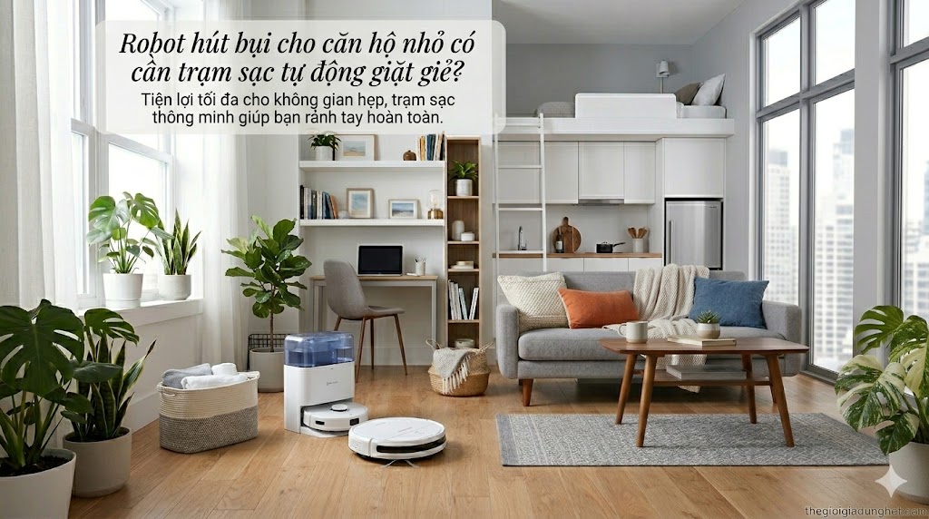 Robot hút bụi cho căn hộ nhỏ có cần trạm sạc tự động giặt giẻ?