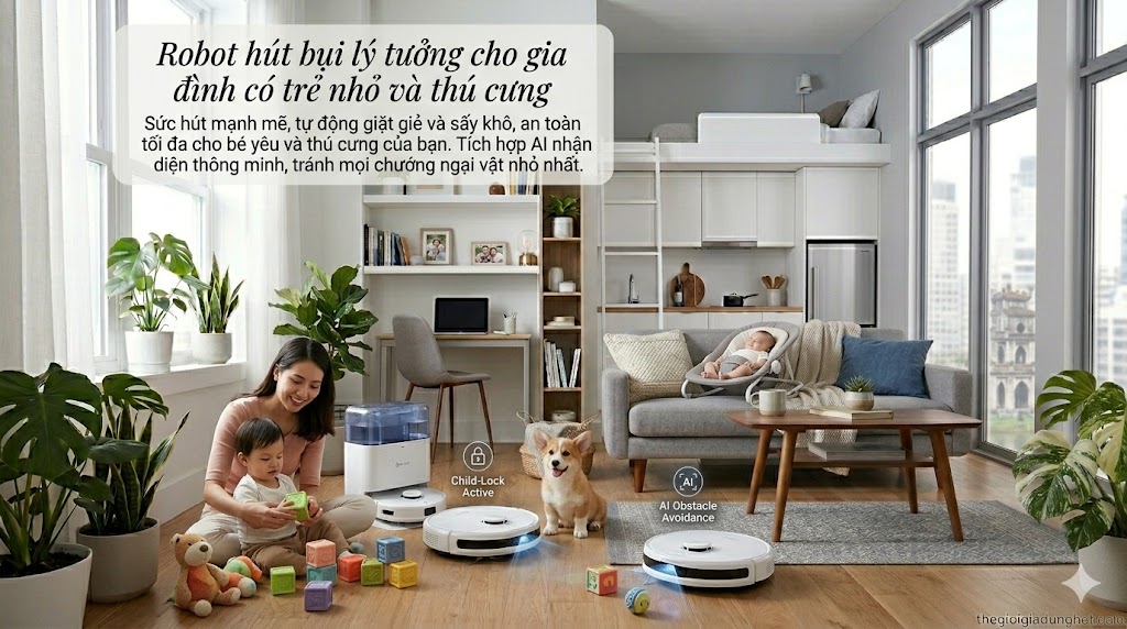 Robot hút bụi cho gia đình có trẻ nhỏ