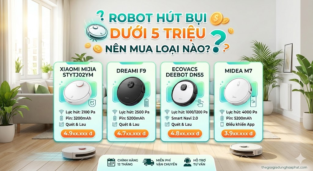 Robot hút bụi dưới 5 triệu nên mua loại nào?