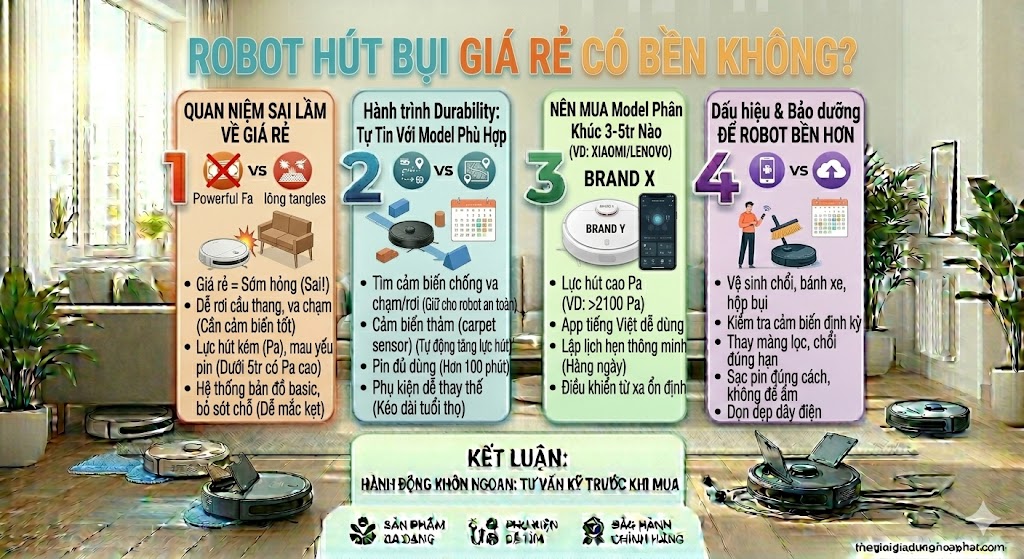 Robot hút bụi giá rẻ có bền không?