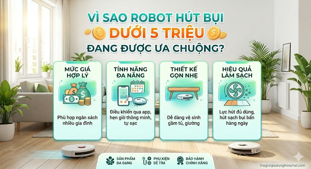 Vì sao robot hút bụi dưới 5 triệu đang được ưa chuộng?