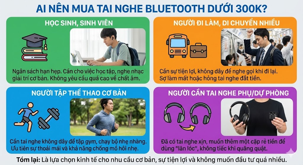 Ai Nên Mua Tai Nghe Bluetooth Dưới 300K?