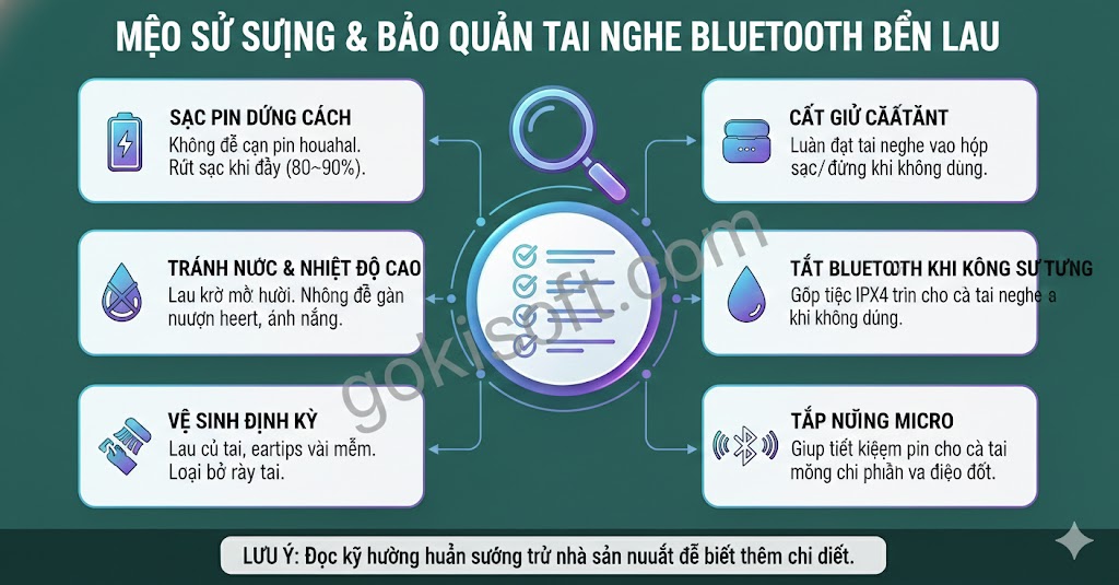 Mẹo sử dụng và bảo quản tai nghe bluetooth bền lâu