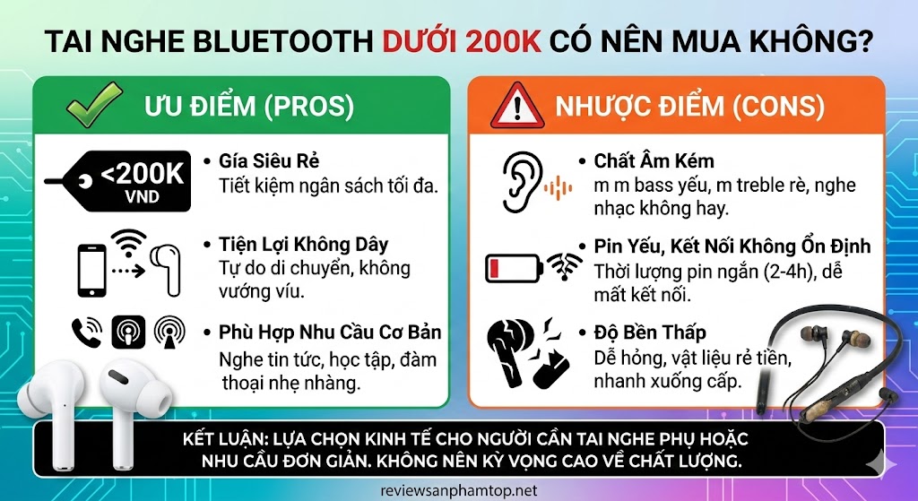 Tai Nghe Bluetooth Dưới 200K Có Nên Mua Không?