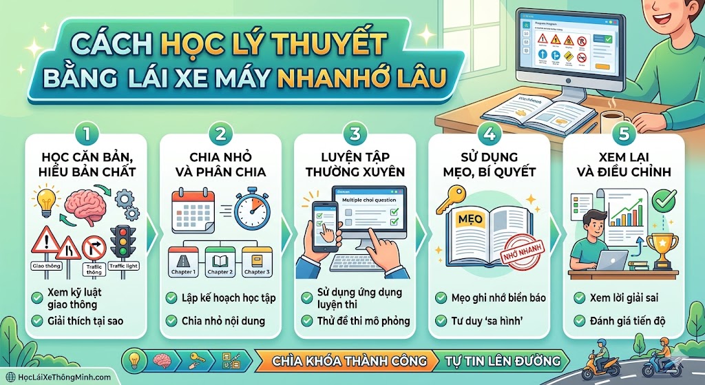 Cách học lý thuyết bằng lái xe máy nhanh nhớ lâu Cách học lý thuyết bằng lái xe máy nhanh nhớ lâu