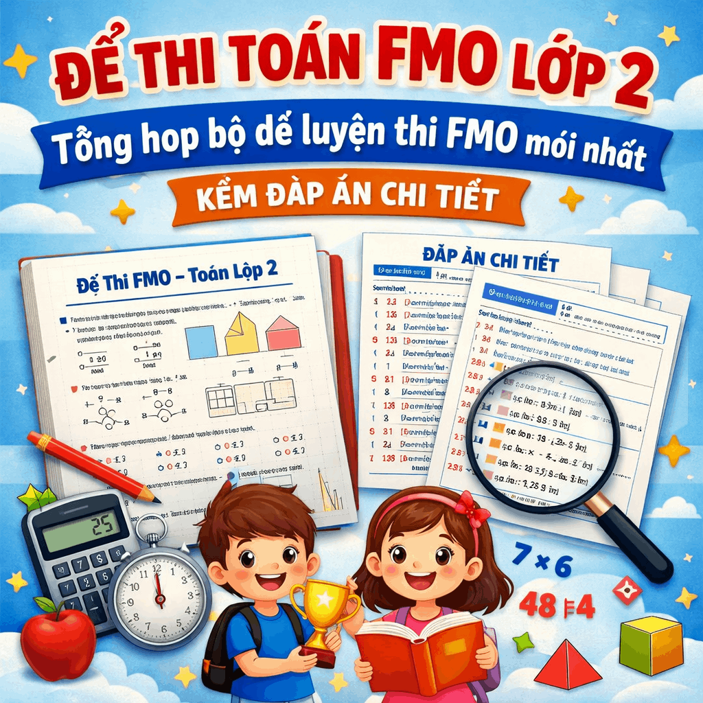Đề thi Toán FMO lớp 2: Tổng hợp bộ đề luyện thi FMO mới nhất kèm đáp án chi tiết Đề thi Toán FMO lớp 2: Tổng hợp bộ đề luyện thi FMO mới nhất kèm đáp án chi tiết