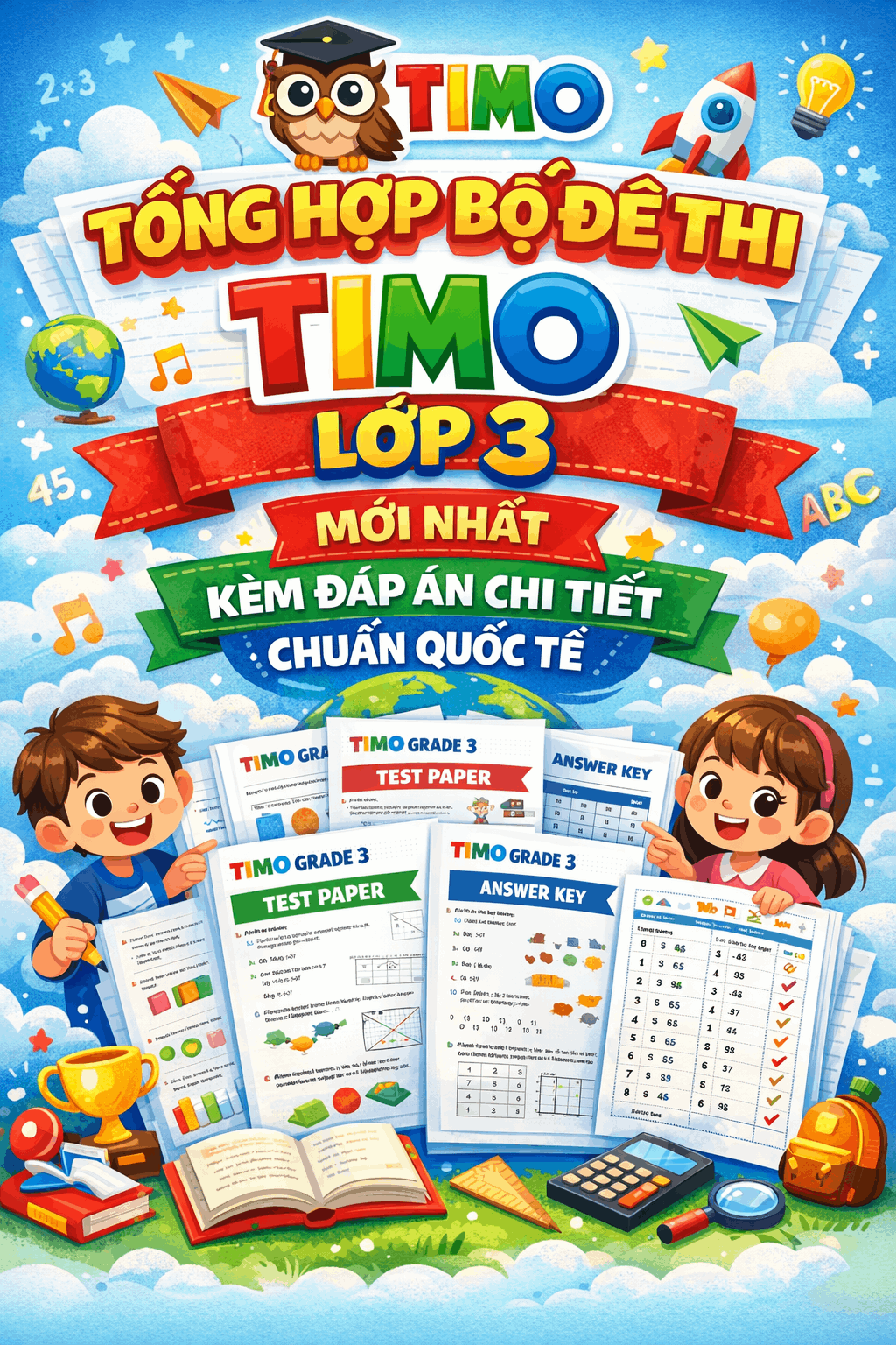 Tổng hợp bộ đề thi TIMO lớp 3 mới nhất kèm đáp án chi tiết chuẩn quốc tế