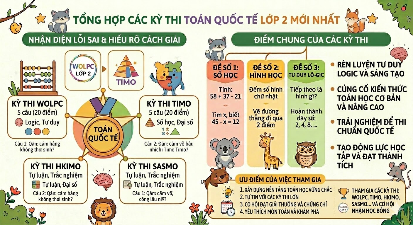 Tổng hợp các kỳ thi Toán quốc tế lớp 2 mới nhất cho học sinh tiểu học Tổng hợp các kỳ thi Toán quốc tế lớp 2 mới nhất cho học sinh tiểu học