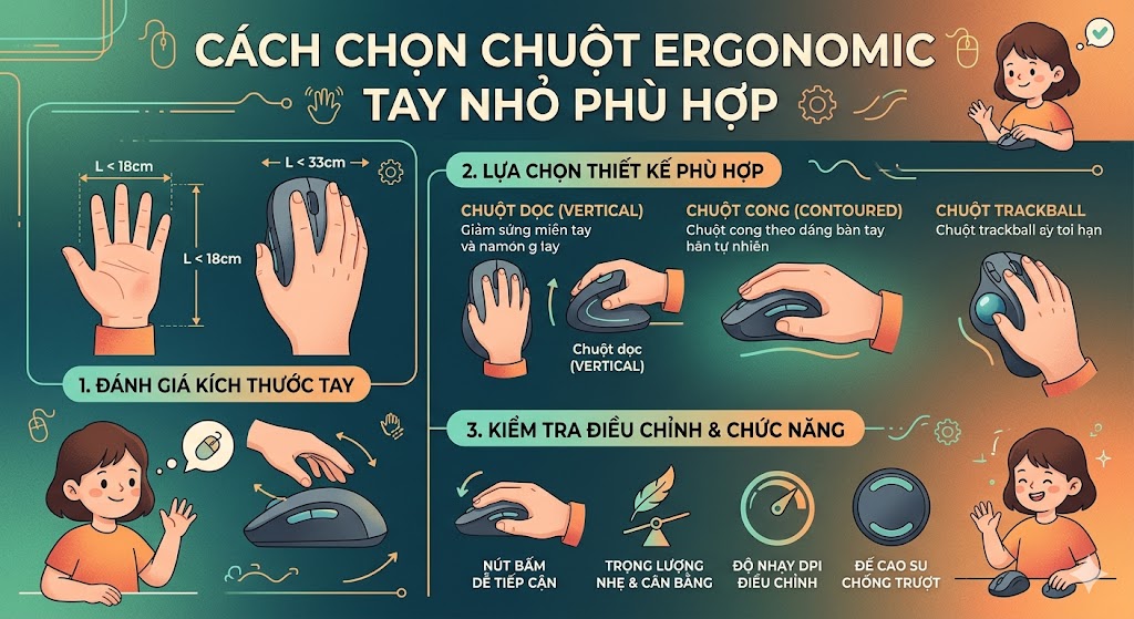 Cách chọn chuột ergonomic tay nhỏ phù hợp Cách chọn chuột ergonomic tay nhỏ phù hợp
