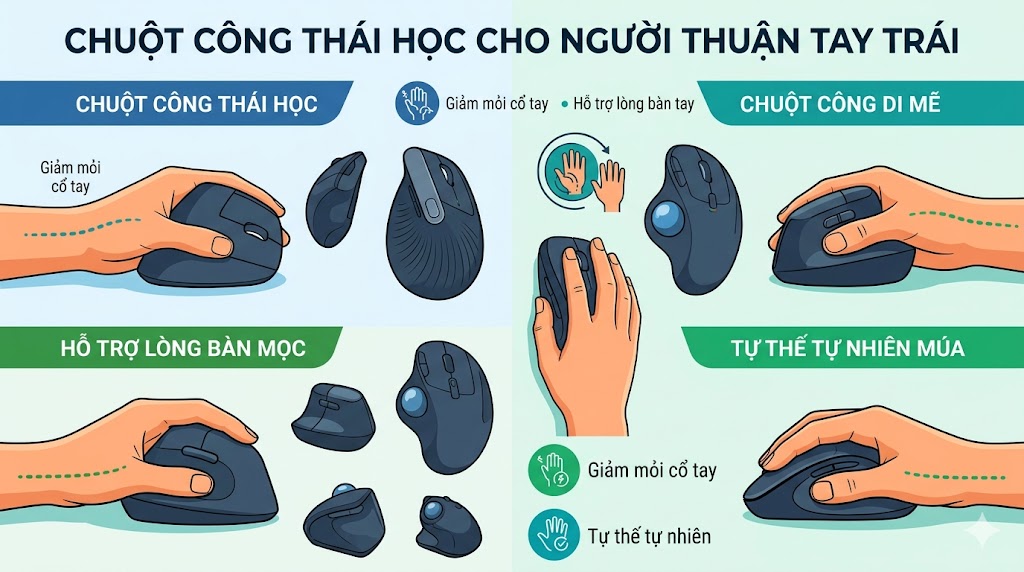 Chuột Công Thái Học Cho Người Thuận Tay Trái