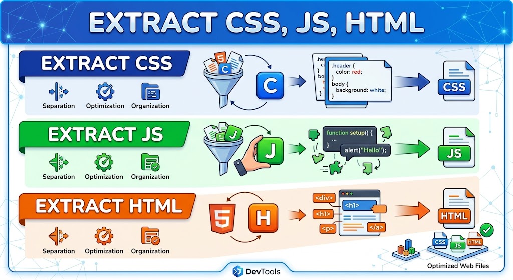 Extract CSS, Extract JS, Extract HTML Extract CSS, Extract JS, Extract HTML