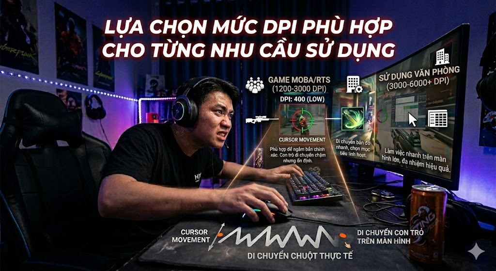 Lựa Chọn Mức DPI Phù Hợp Cho Từng Nhu Cầu Sử Dụng