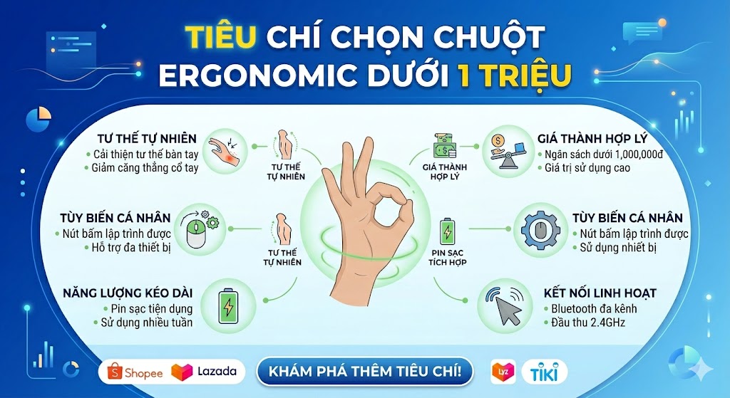 Tiêu chí chọn chuột ergonomic cho coder phù hợp Tiêu chí chọn chuột ergonomic cho coder phù hợp