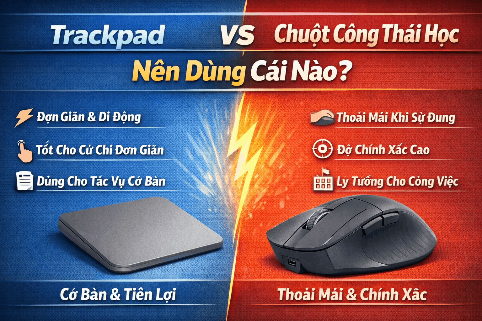 Trackpad vs Chuột Công Thái Học: Nên Dùng Cái Nào?