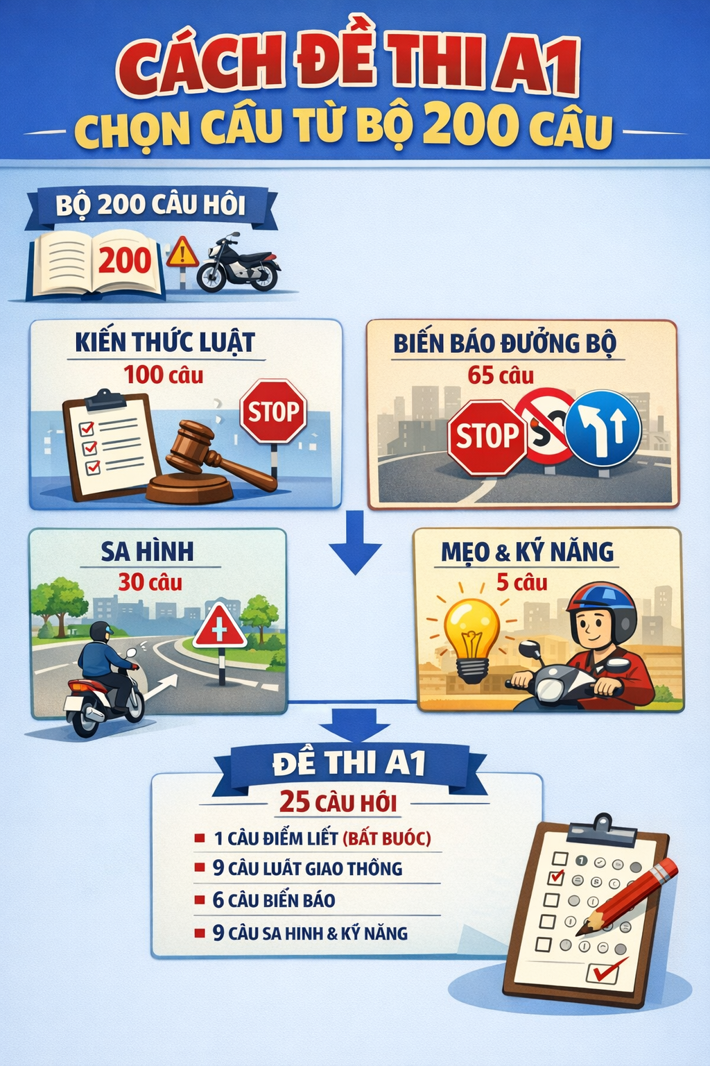 Cách đề thi A1 chọn câu từ bộ 200 câu Cách đề thi A1 chọn câu từ bộ 200 câu