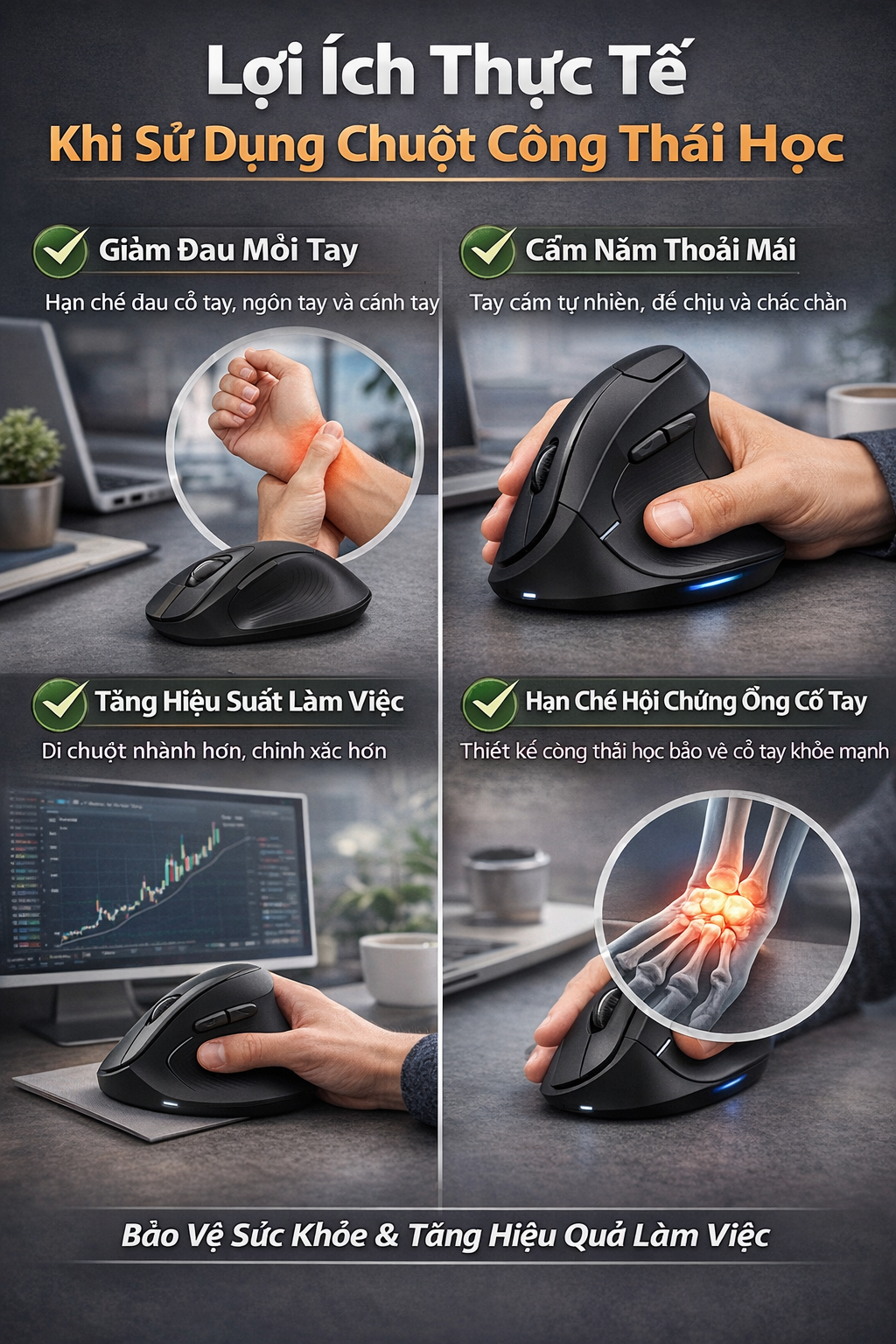 Lợi ích thực tế khi sử dụng chuột công thái học