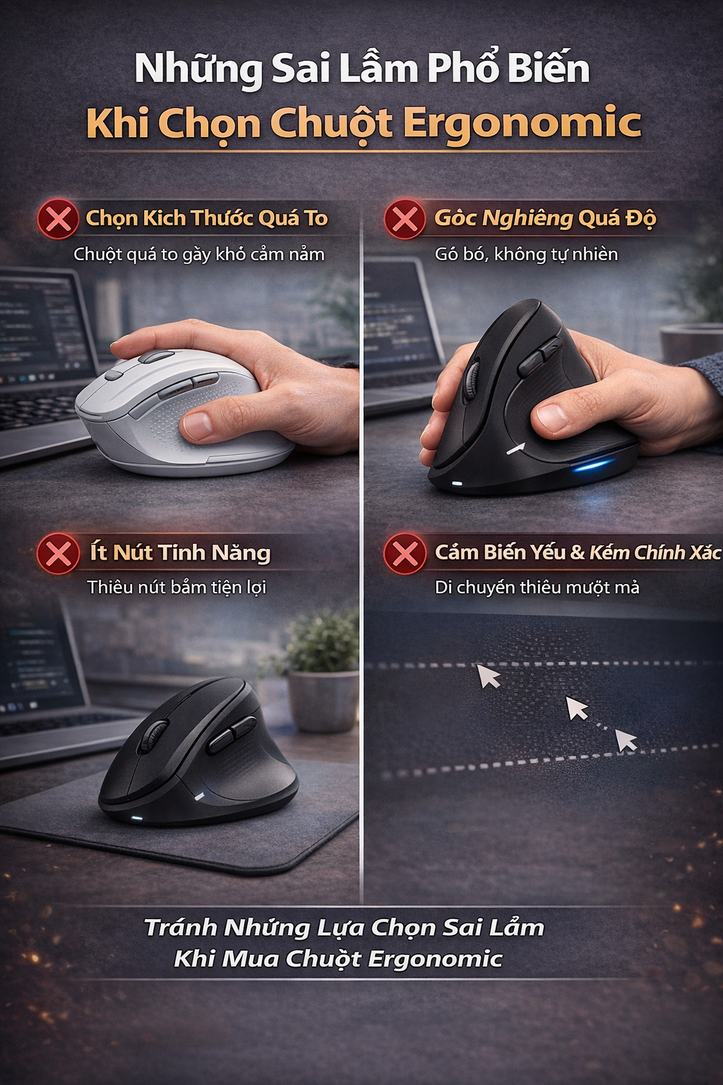 Những sai lầm phổ biến khi chọn chuột ergonomic Những sai lầm phổ biến khi chọn chuột ergonomic