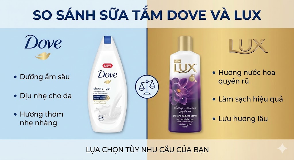 So sánh thành phần và công dụng: Nên chọn Dove hay Lux theo nhu cầu da?