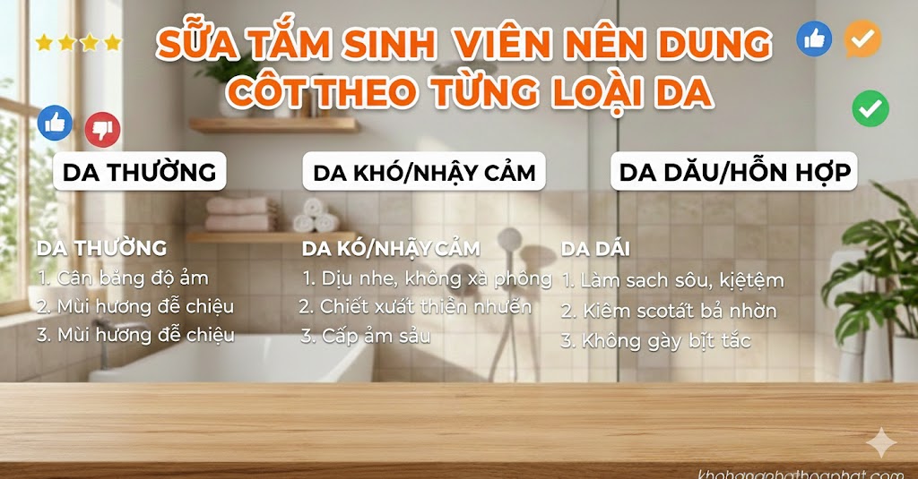 Sữa tắm sinh viên nên dùng theo từng loại da