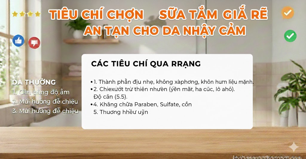 Tiêu Chí Chọn Sữa Tắm Giá Rẻ An Toàn Cho Da Nhạy Cảm