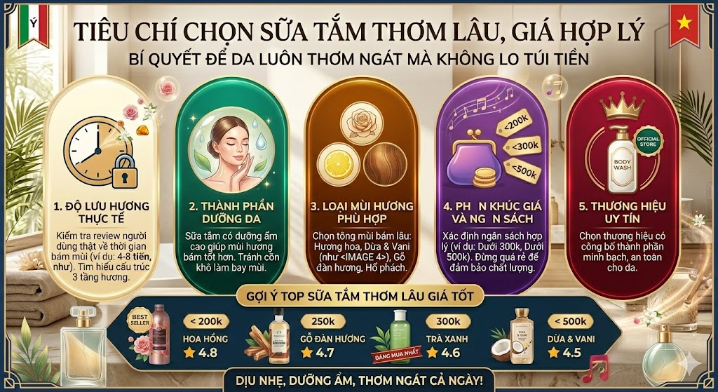 Tiêu Chí Chọn Sữa Tắm Thơm Lâu Giá Hợp Lý