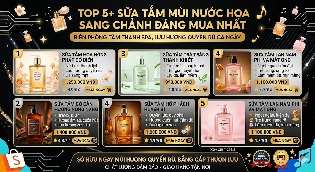 Top Sữa Tắm Mùi Nước Hoa Sang Chảnh Đáng Mua Nhất