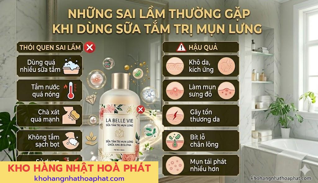 Những sai lầm thường gặp khi dùng sữa tắm trị mụn lưng