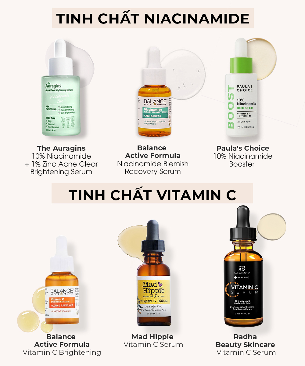 niacinamide vs vitamin c, niacinamide có tốt không